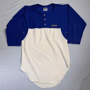 Vintage Easton‎ Baseball 3/4 Sleeve Shirt Mens Large Blue White Button Up
